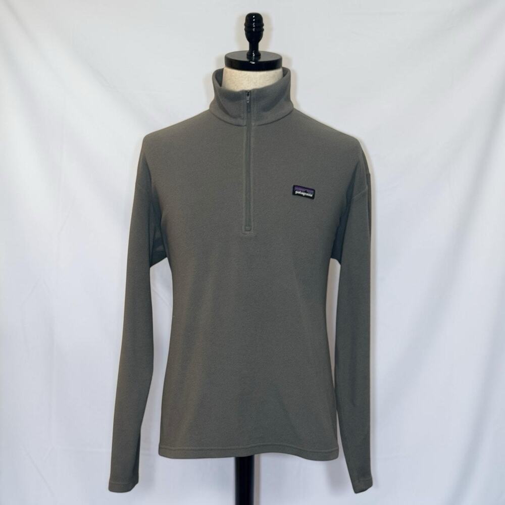 Patagonia Micro D Fleece Pullover Mens Large Grey 1/4 Zip Sweater Jacket 26175